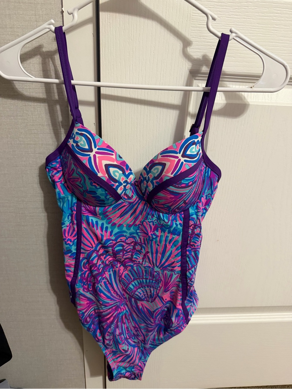 Lilly Pulitzer Purple, Blue & Pink Printed One-Piece Swimsuit